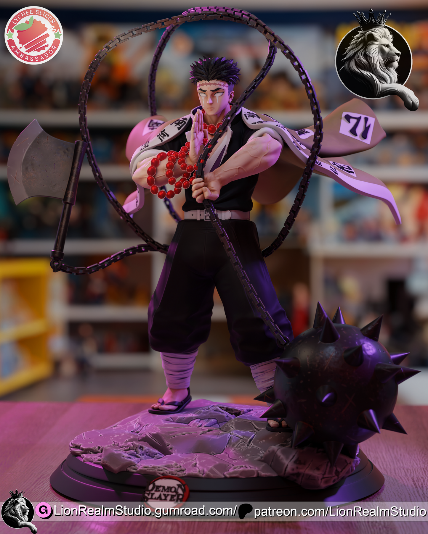 Statue – Gyomei Himejima | Inspired Fan Art Collectible (3D Printed, Unpainted)