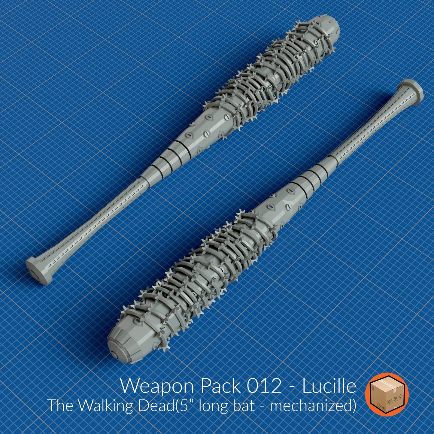 Weapon Pack 012 - Lucille (Walking Dead Inspired Bat) – 3" (1/144) or 5" (Standard) – Mech-Style Miniature