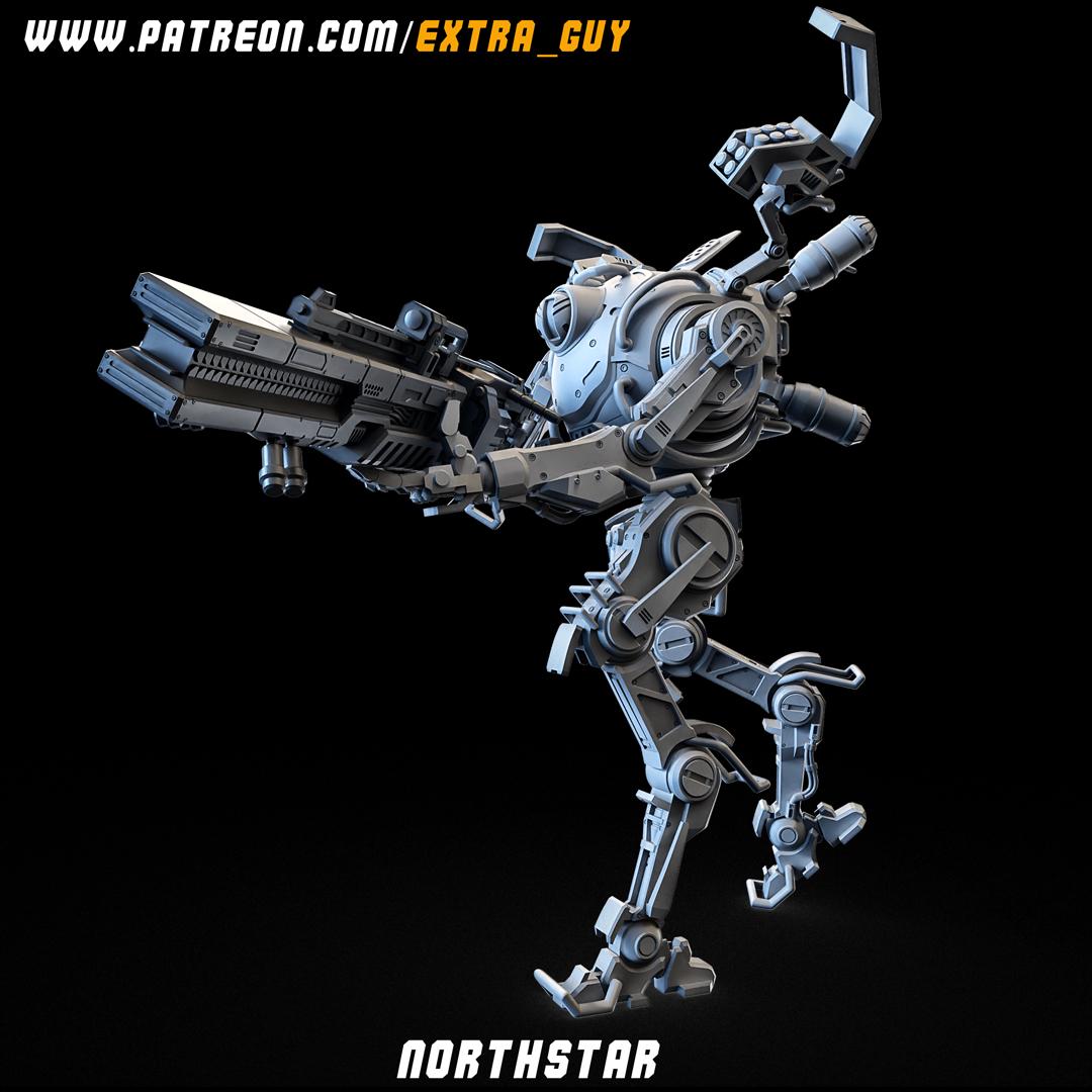 Northstar | 3D Printed Mecha Model Kit | 75 mm Preposed & 100 mm Posable | Unpainted Resin | Titanfall-Inspired Sniper Mech