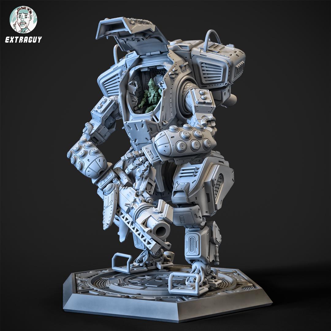 Heavy Assault Mech – 100mm / 75mm Resin Model | Posable Build + Pilot Figures (32mm / 24mm)