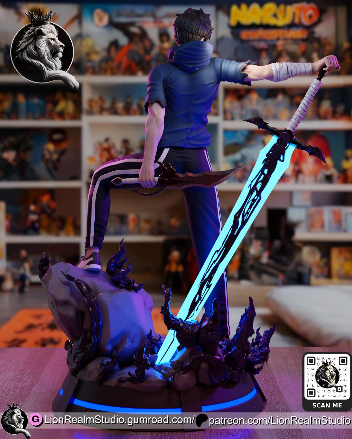 Shadow Hunter Miniature | Anime-Inspired Dark Fantasy Figure | 3D Printed Collectible (Multiple Scales)