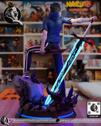 Shadow Hunter Miniature | Anime-Inspired Dark Fantasy Figure | 3D Printed Collectible (Multiple Scales)