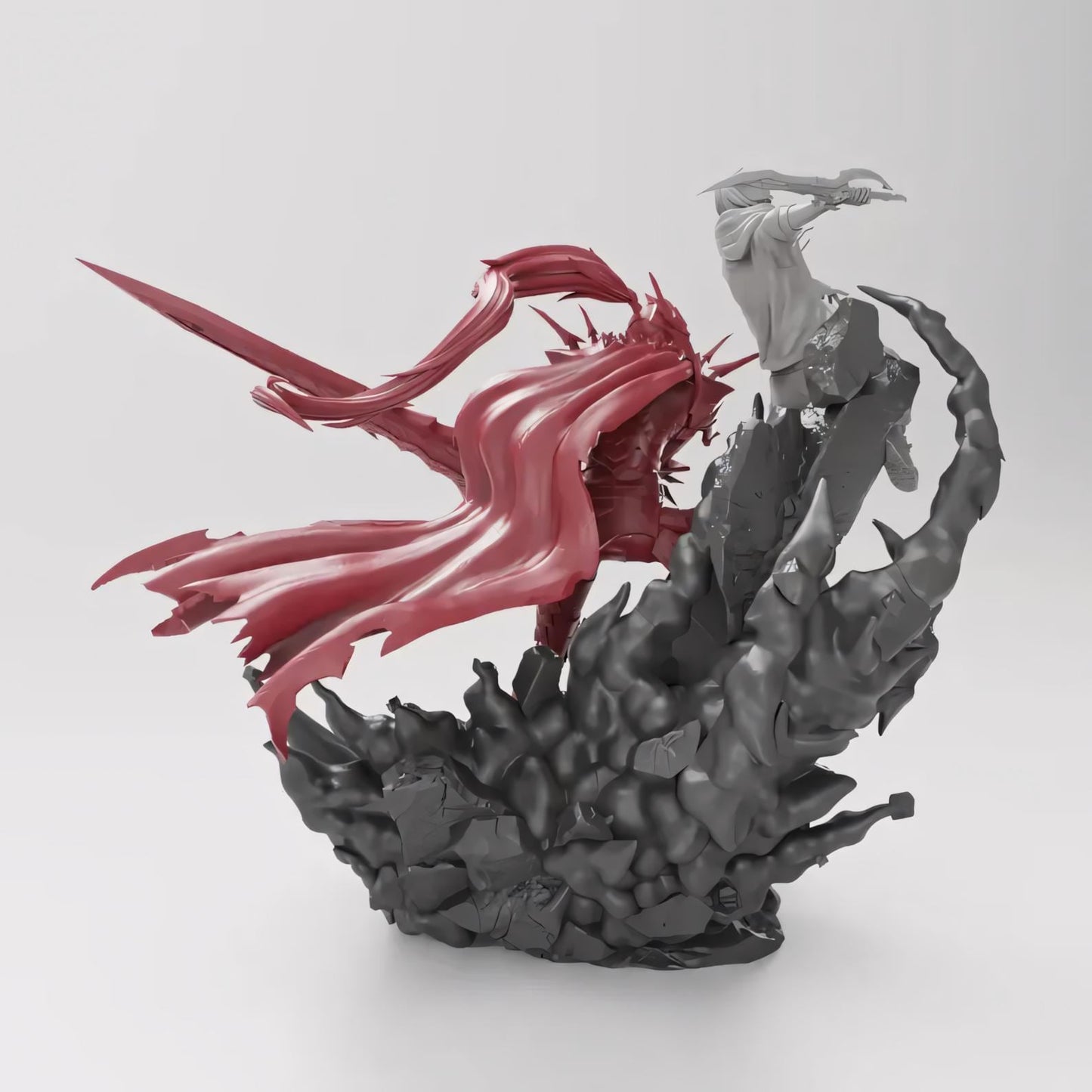 Anime Inspired Diorama Statue | Shadow Warrior and Crimson Knight Scene | Resin Collectible 75mm 178mm