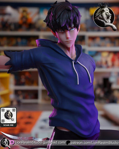 Shadow Hunter Miniature | Anime-Inspired Dark Fantasy Figure | 3D Printed Collectible (Multiple Scales)