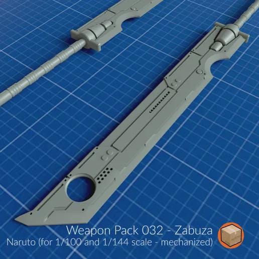 Weapon Pack 032 - Zabuza Blade | 1/100 & 1/144 Scale Mecha Sword | Naruto Inspired