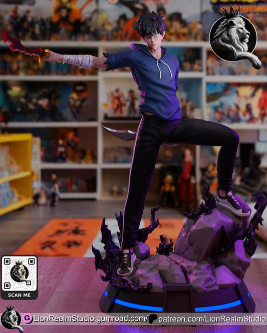 Shadow Hunter Miniature | Anime-Inspired Dark Fantasy Figure | 3D Printed Collectible (Multiple Scales)
