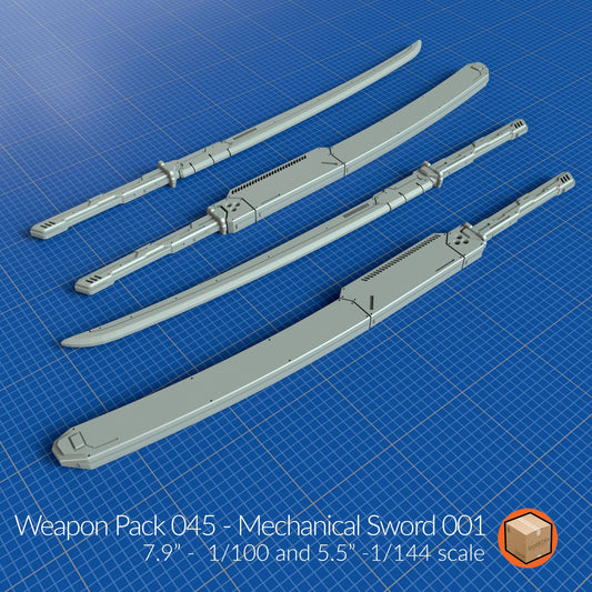 Weapon Pack 045 - Mechanical Sword 001 | 1/100 & 1/144 Scale Gundam Gunpla Add-On | 3D Printed Mecha Blade