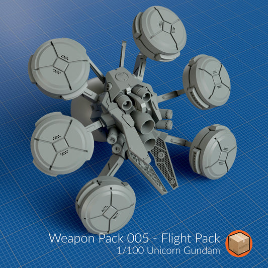 Weapon Pack 005 – Flight Pack | 1/100 Unicorn Gundam Backpack | Mecha Model Kit Accessory | 3D Printed Add-On