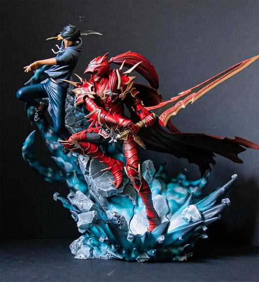 Anime Inspired Diorama Statue | Shadow Warrior and Crimson Knight Scene | Resin Collectible 75mm 178mm