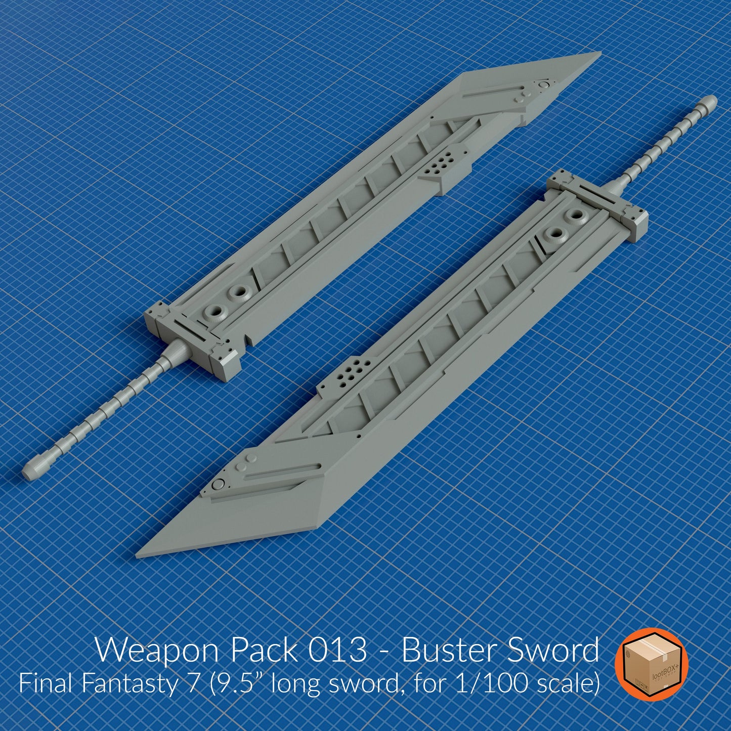 Weapon Pack 013 – Buster Sword | 9.5" & 6.5" Mech Sword for 1/100 | 1/144 Gunpla Kits (Inspired by Final Fantasy VII)