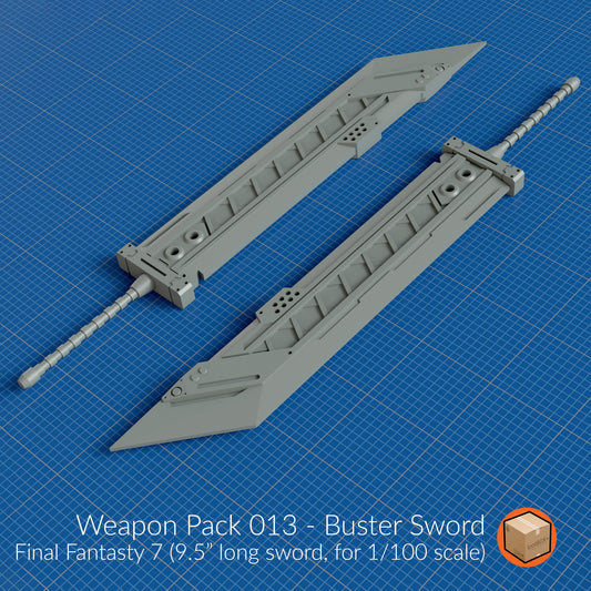 Weapon Pack 013 – Buster Sword | 9.5" & 6.5" Mech Sword for 1/100 | 1/144 Gunpla Kits (Inspired by Final Fantasy VII)