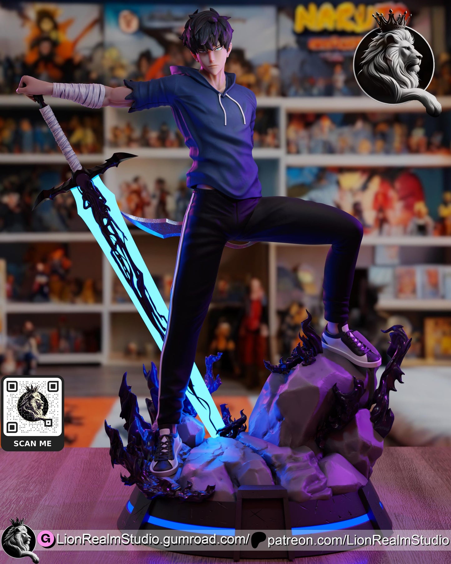 Shadow Hunter Miniature | Anime-Inspired Dark Fantasy Figure | 3D Printed Collectible (Multiple Scales)