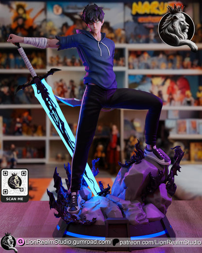 Shadow Hunter Miniature | Anime-Inspired Dark Fantasy Figure | 3D Printed Collectible (Multiple Scales)