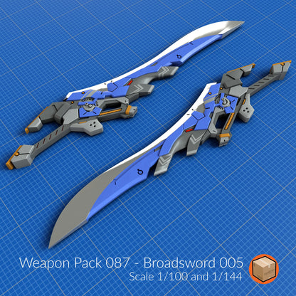 1/100 & 1/144 Mecha Broadsword – Weapon Pack 087 | Custom 3D Printed Gunpla Accessory | 250mm Mech Sword for Gundam Kits