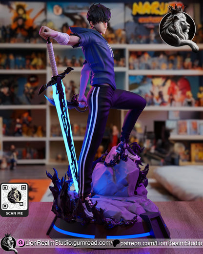 Shadow Hunter Miniature | Anime-Inspired Dark Fantasy Figure | 3D Printed Collectible (Multiple Scales)