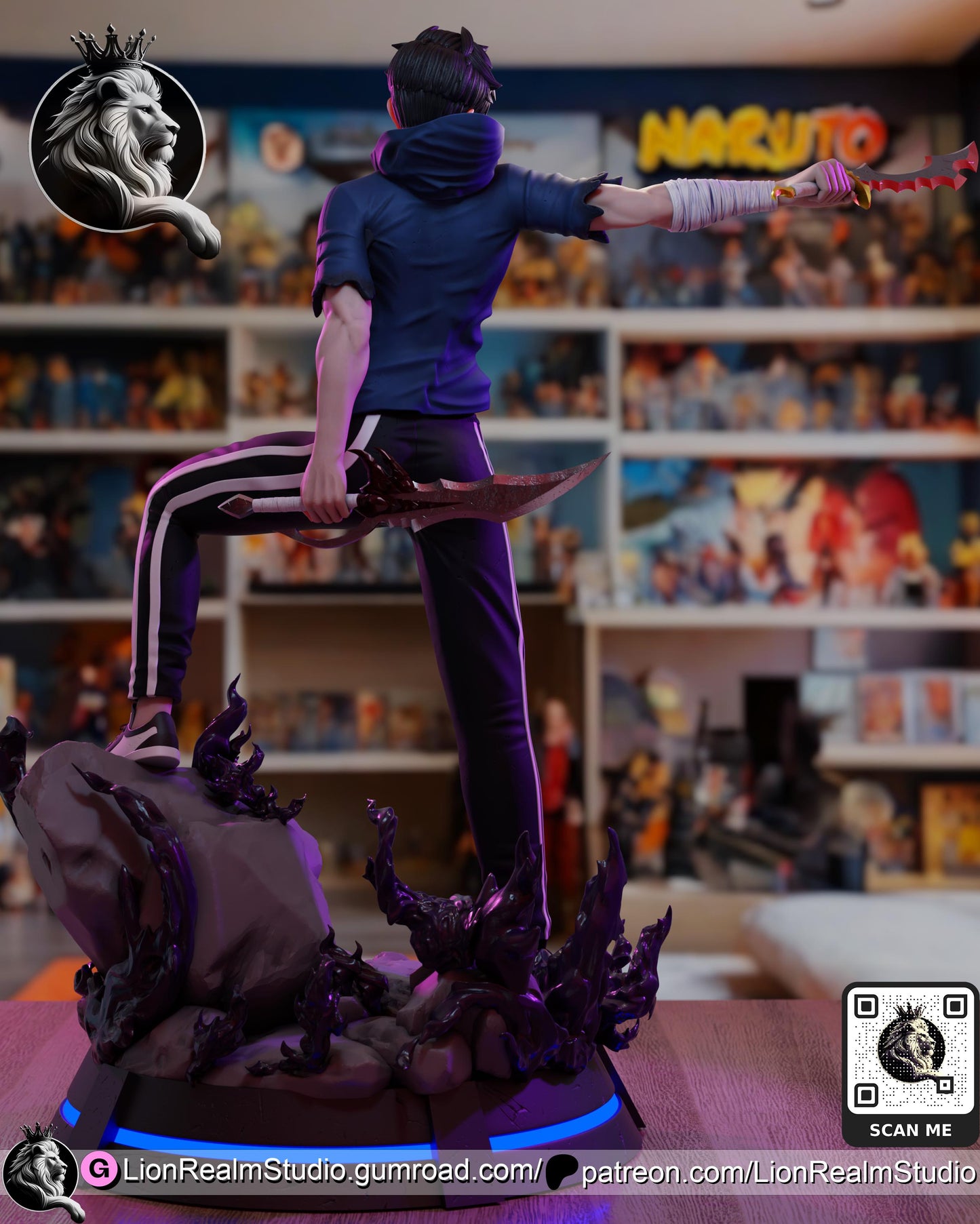 Shadow Hunter Miniature | Anime-Inspired Dark Fantasy Figure | 3D Printed Collectible (Multiple Scales)