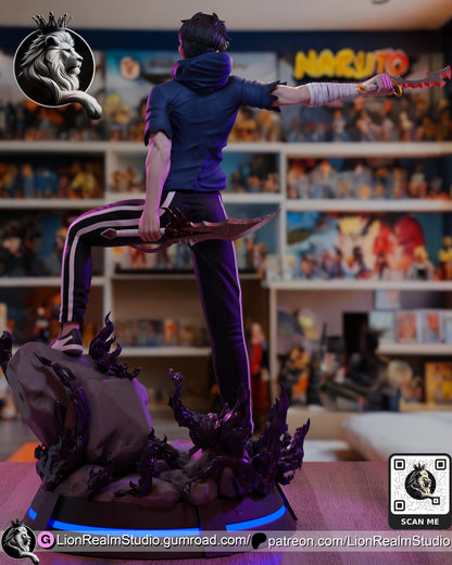 Shadow Hunter Miniature | Anime-Inspired Dark Fantasy Figure | 3D Printed Collectible (Multiple Scales)