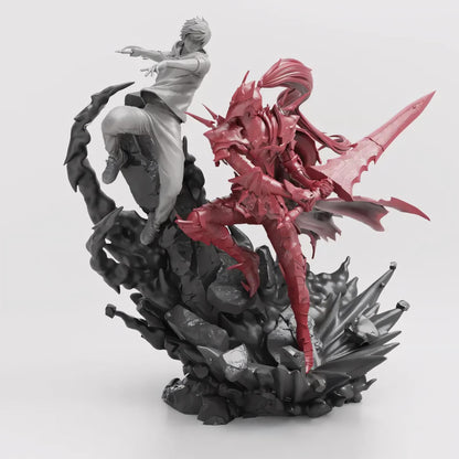 Anime Inspired Diorama Statue | Shadow Warrior and Crimson Knight Scene | Resin Collectible 75mm 178mm