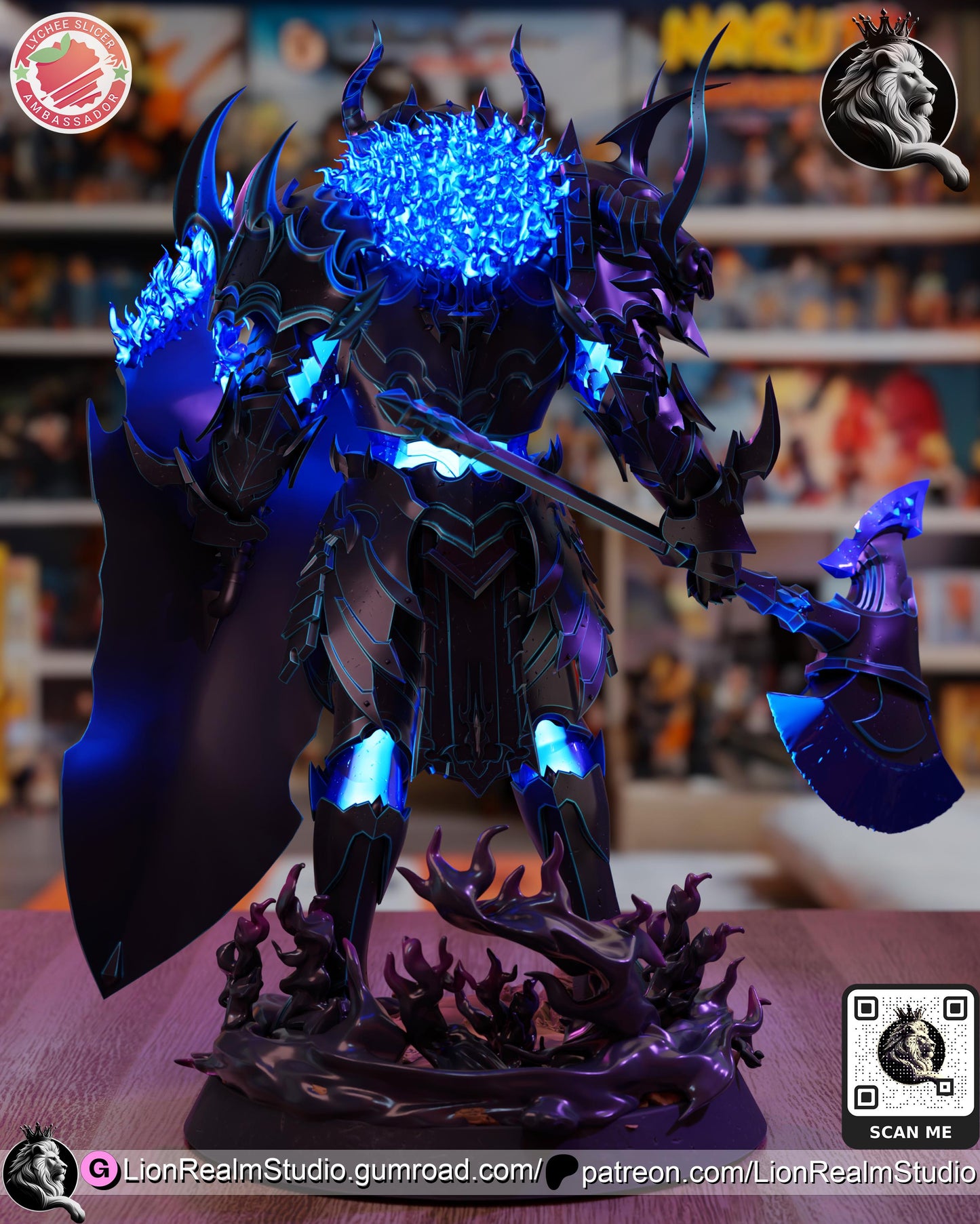 Armored Shadow Knight Resin Statue | Anime-Inspired Collectible | 3D Printed Fan Art