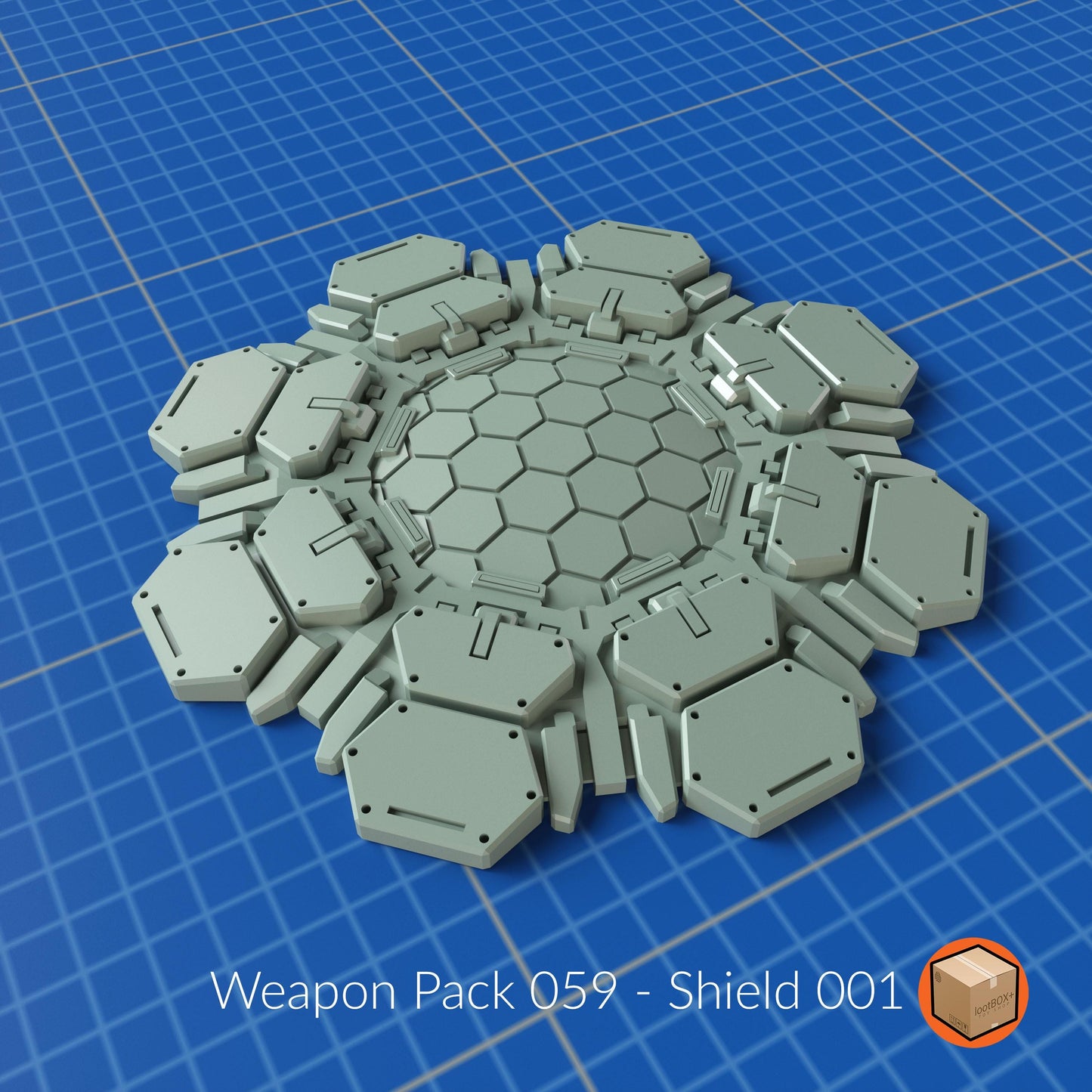 Weapon Pack 059 – Mecha Energy Shield 001 | Hex Core Style | 1/100 & 1/144 Scale