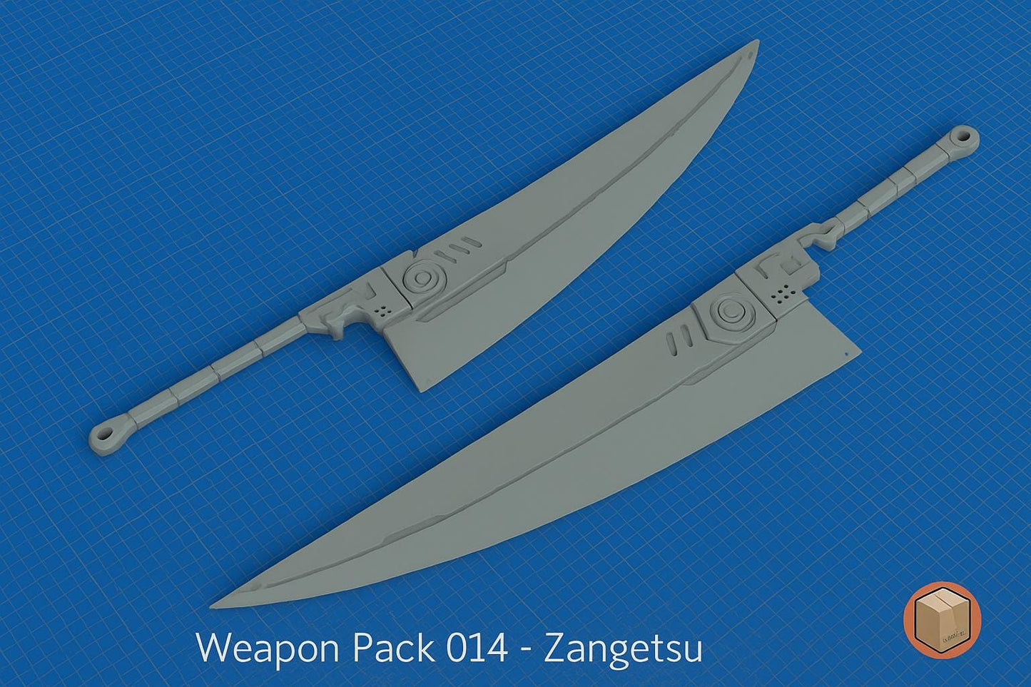 Weapon Pack 014 – Zangetsu | 1/100 (9.5") & 1/144 (5") Mecha Sword | Gunpla Model Kit Accessory | 3D Printed