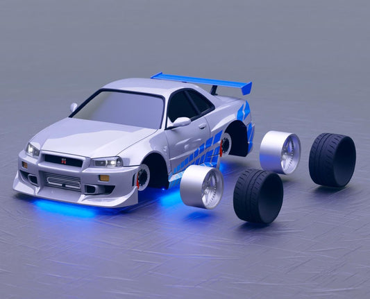 Skyline GTR R34 2F2F Brian | Model Kit Car (1/64–1/18 Scale) | Unpainted Resin Display Model | Collector’s Garage Series