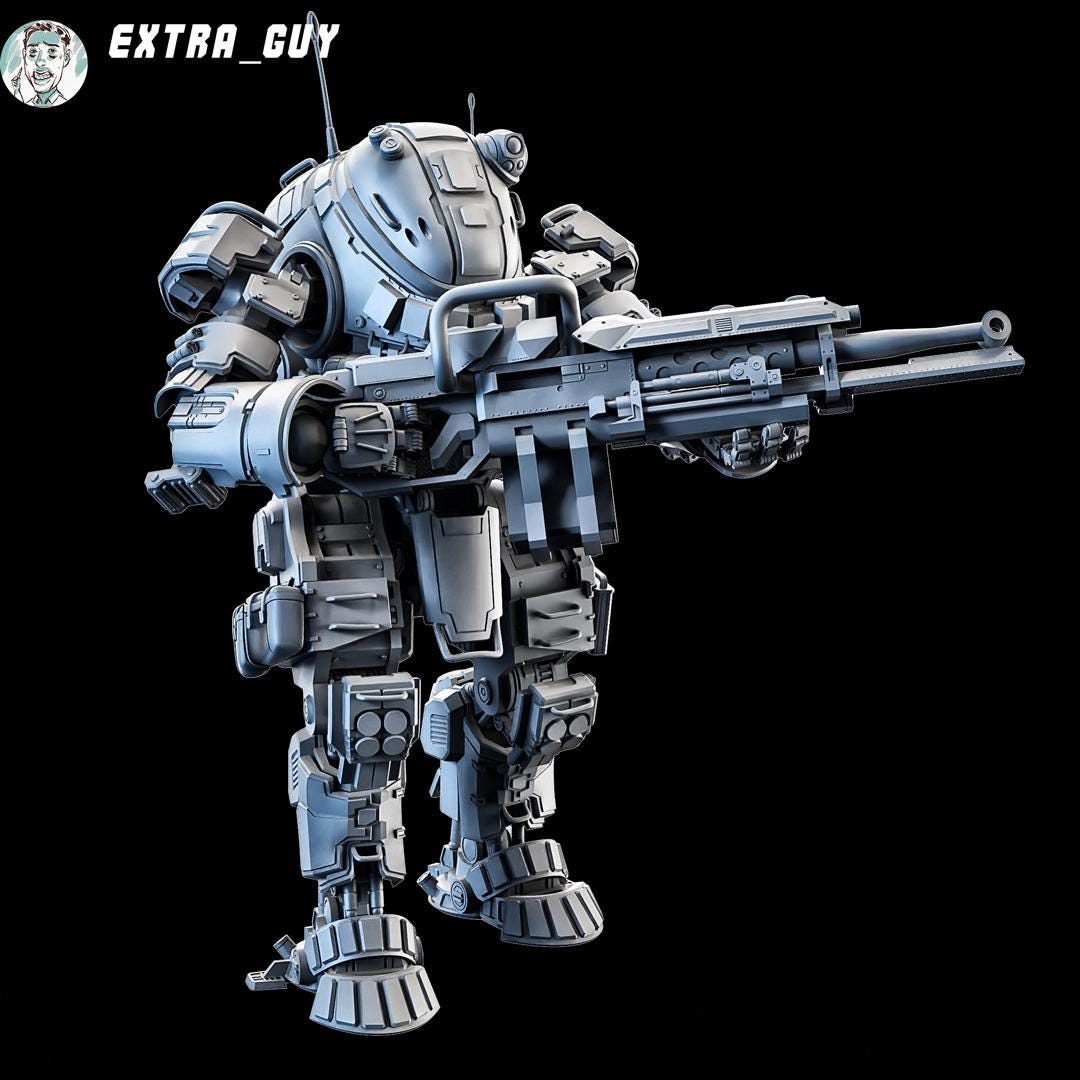 Ogre Titan – Heavy Mech Trooper | Titanfall Inspired | 3D Printed Model Kit | 75 mm & 100 mm Scale | Unpainted Resin | Sci-Fi Collectible