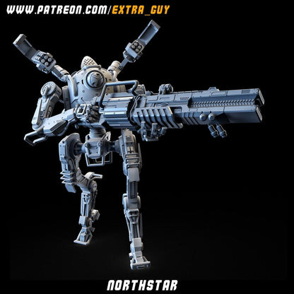 Northstar | 3D Printed Mecha Model Kit | 75 mm Preposed & 100 mm Posable | Unpainted Resin | Titanfall-Inspired Sniper Mech