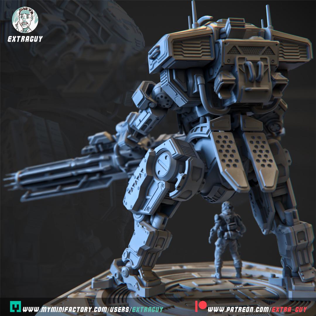 Legion Titan | 3D Printed Mecha Model Kit | 75 mm Preposed & 100 mm Posable | Unpainted Resin | Titanfall-Inspired Heavy Titan