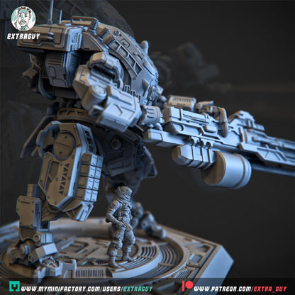 Legion Titan | 3D Printed Mecha Model Kit | 75 mm Preposed & 100 mm Posable | Unpainted Resin | Titanfall-Inspired Heavy Titan