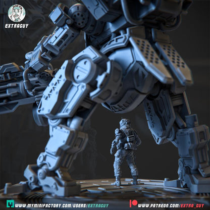 Legion Titan | 3D Printed Mecha Model Kit | 75 mm Preposed & 100 mm Posable | Unpainted Resin | Titanfall-Inspired Heavy Titan