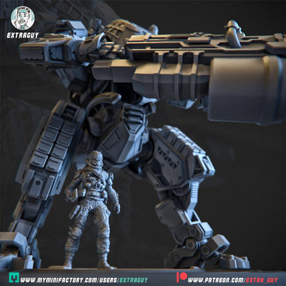Legion Titan | 3D Printed Mecha Model Kit | 75 mm Preposed & 100 mm Posable | Unpainted Resin | Titanfall-Inspired Heavy Titan