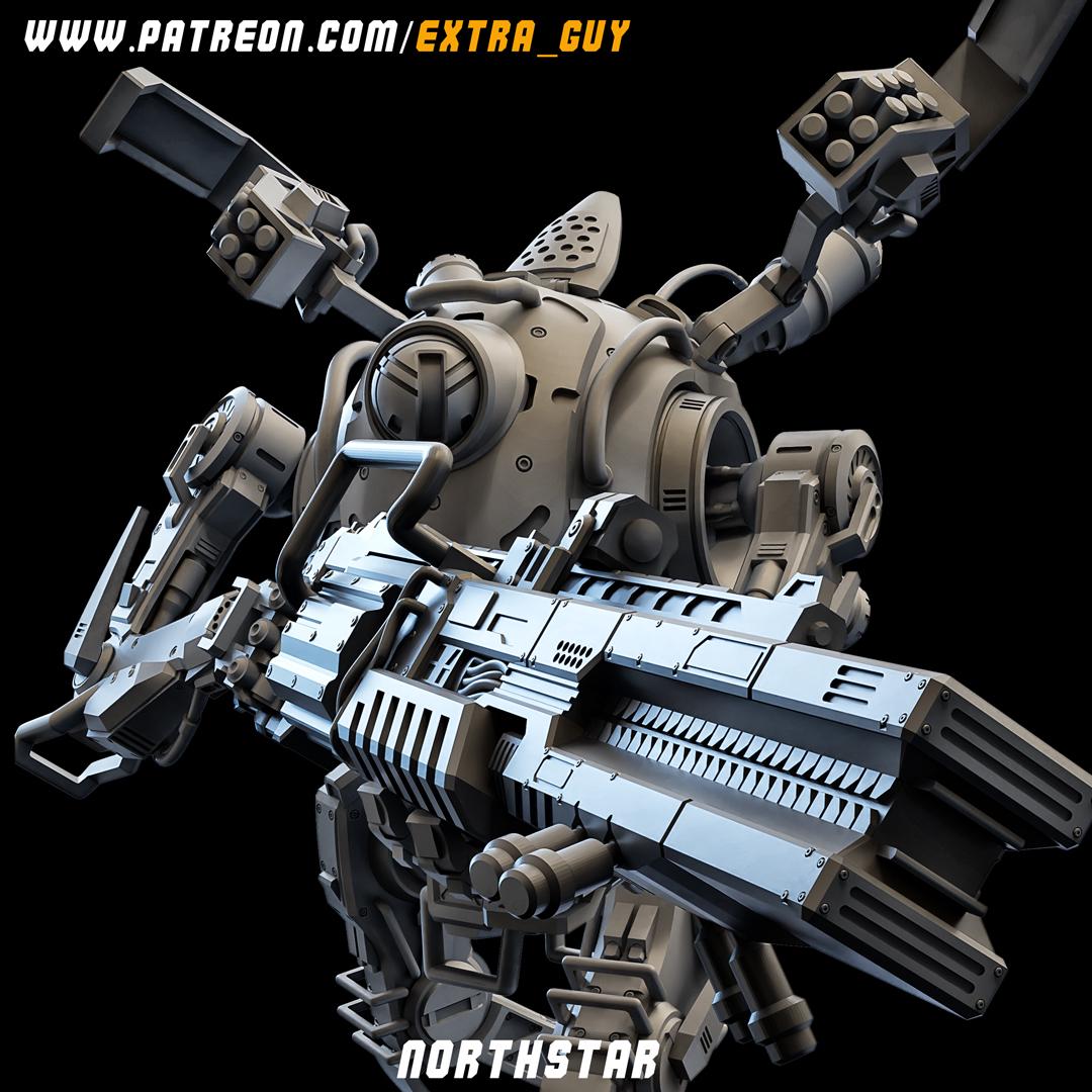 Northstar | 3D Printed Mecha Model Kit | 75 mm Preposed & 100 mm Posable | Unpainted Resin | Titanfall-Inspired Sniper Mech