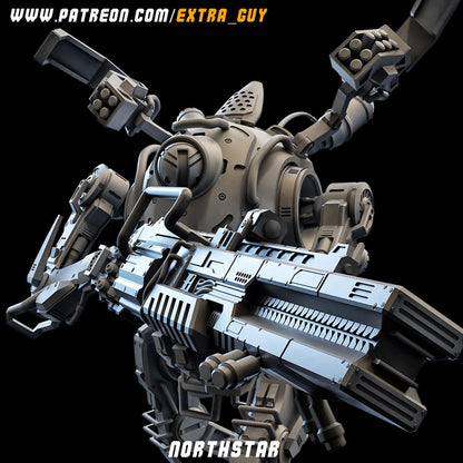 Northstar | 3D Printed Mecha Model Kit | 75 mm Preposed & 100 mm Posable | Unpainted Resin | Titanfall-Inspired Sniper Mech