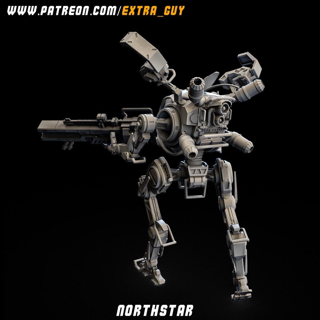 Northstar | 3D Printed Mecha Model Kit | 75 mm Preposed & 100 mm Posable | Unpainted Resin | Titanfall-Inspired Sniper Mech