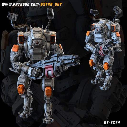 BT-7274 | 3D Printed Mecha Model Kit | 75 mm Preposed & 100 mm Posable | Unpainted Resin | Titanfall-Inspired Titan