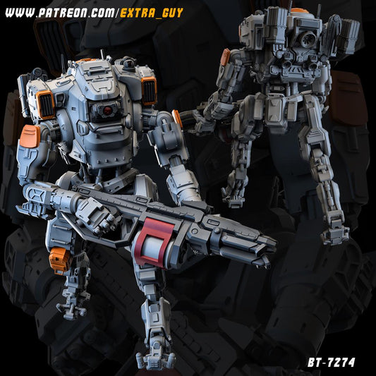 BT-7274 | 3D Printed Mecha Model Kit | 75 mm Preposed & 100 mm Posable | Unpainted Resin | Titanfall-Inspired Titan