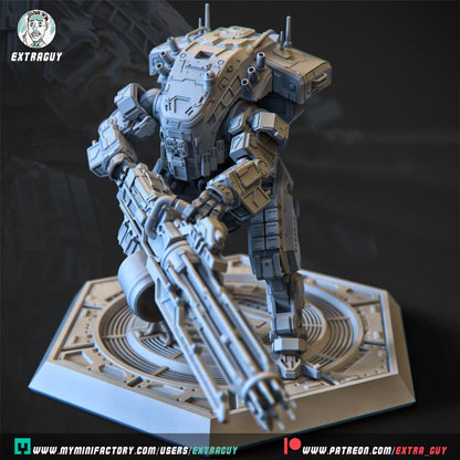Legion Titan | 3D Printed Mecha Model Kit | 75 mm Preposed & 100 mm Posable | Unpainted Resin | Titanfall-Inspired Heavy Titan