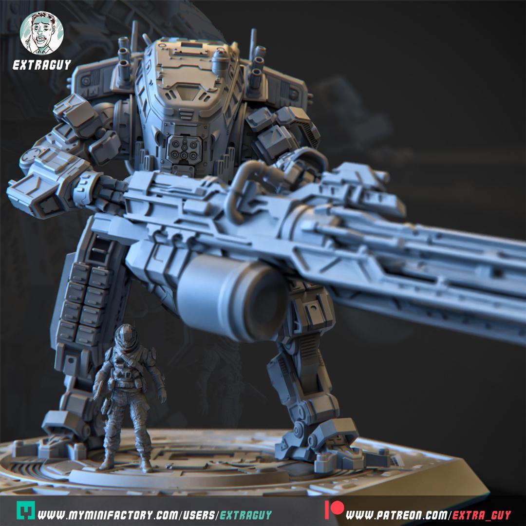 Legion Titan | 3D Printed Mecha Model Kit | 75 mm Preposed & 100 mm Posable | Unpainted Resin | Titanfall-Inspired Heavy Titan