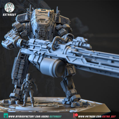 Legion Titan | 3D Printed Mecha Model Kit | 75 mm Preposed & 100 mm Posable | Unpainted Resin | Titanfall-Inspired Heavy Titan