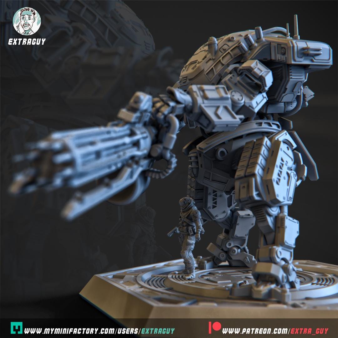 Legion Titan | 3D Printed Mecha Model Kit | 75 mm Preposed & 100 mm Posable | Unpainted Resin | Titanfall-Inspired Heavy Titan