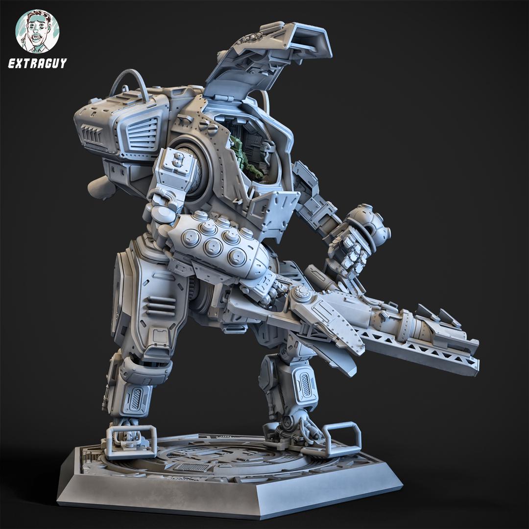 Heavy Assault Mech – 100mm / 75mm Resin Model | Posable Build + Pilot Figures (32mm / 24mm)