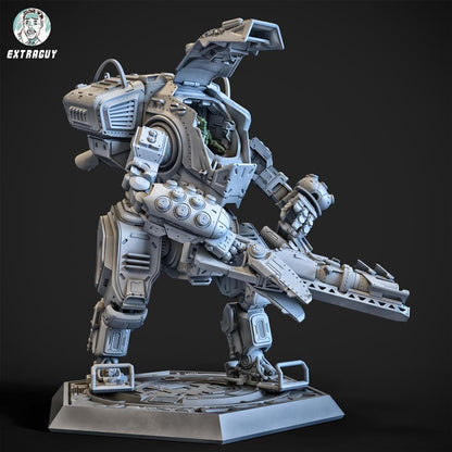 Heavy Assault Mech – 100mm / 75mm Resin Model | Posable Build + Pilot Figures (32mm / 24mm)