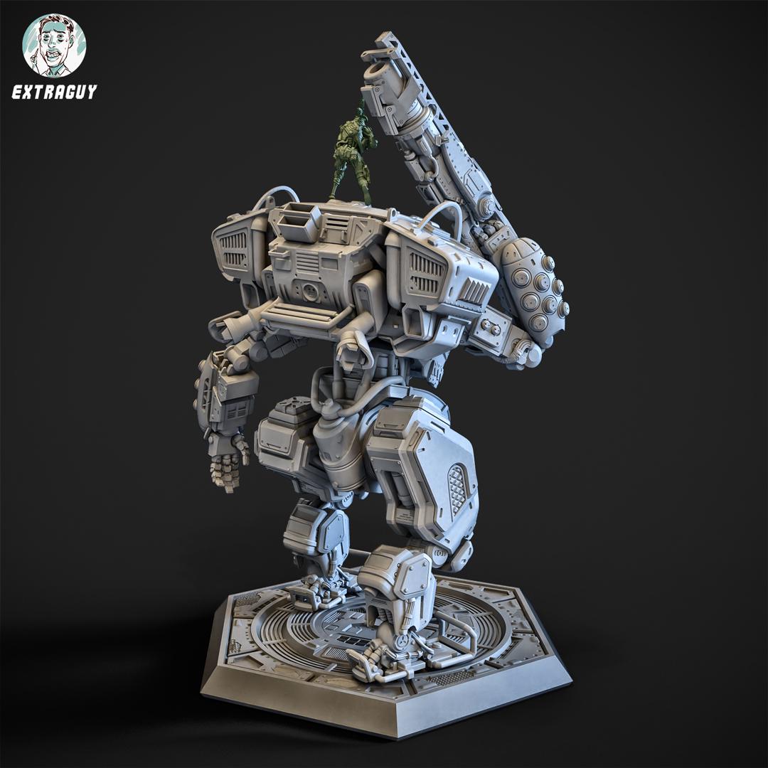 Heavy Assault Mech – 100mm / 75mm Resin Model | Posable Build + Pilot Figures (32mm / 24mm)